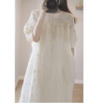 Japanese Mori girl pure beauty hollow embroidery mid-length skirt 21 spring and summer new lace loose dress for women - Image 5