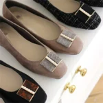 Qing 58! French fragrance! Japanese style pearl rhinestone bowknot flat women's shoes commuting shoes single shoes commuting shoes