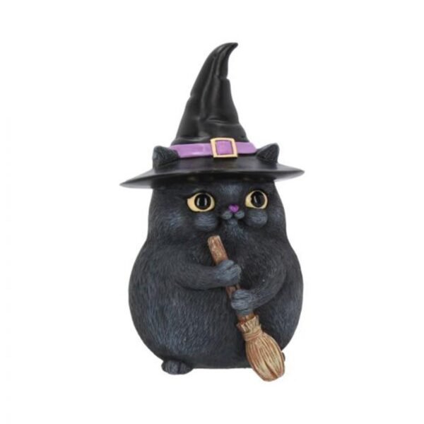 Amazon Cross-border Hot Sale Flying Broom Cat Resin Crafts Desktop Cute Halloween Home Decorations