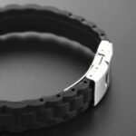 Cross-border supply of European and American silicone stainless steel bracelets engraved glossy black plated hand jewelry bracelets men's jewelry manufacturers - Image 3