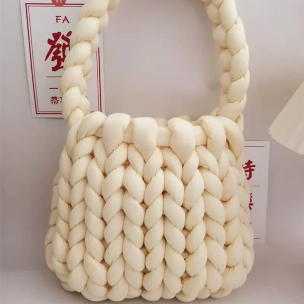 Coarse wool hand woven bag