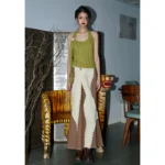Vintage patchwork high waist denim skirt