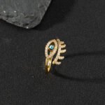 European and American cross-border jewelry sources, copper zircon, enamel dripping oil rings, female evil eyes, retro tail rings, open rings - Image 3