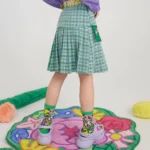 Plaid denim pocket print college pleated skirt - Image 2