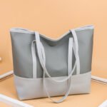 Solid color oxford cloth large capacity tote bag fashion contrast classic versatile shoulder bag korean casual student class - Image 3