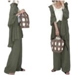 3-color cross-border hot-selling suit female Japanese style 2022 autumn new long-sleeved solid-color shirt + wide-leg pants two-piece suit - Image 5