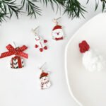 Christmas atmosphere cartoon cute silver needle earrings red temperament metal drip oil wild ball ear clip earrings - Image 3