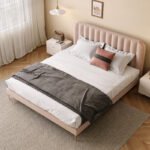 Nordic light luxury flannel bed fabric pink soft foreskin bed Italian minimalist master bed 1.8m double bed - Image 4