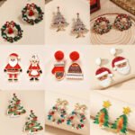 European and American cross-border explosion models Christmas earrings Halloween jewelry tassel acrylic Santa Claus pearl ear stitches