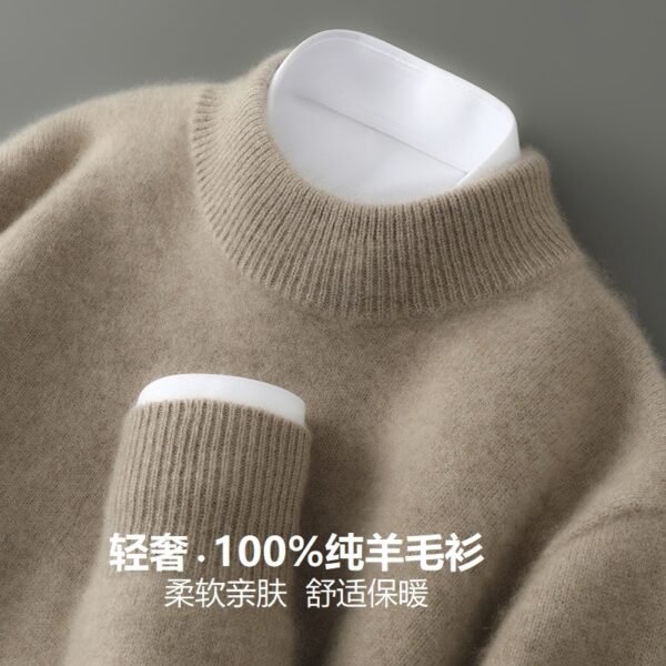 First-line ready-to-wear, 100% pure wool sweater, men's half-high neck, padded business pullover, loose knit base layer