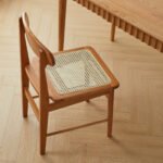 Nordic cherry wood rattan dining chair home simple desk chair solid wood retro back chair Japanese tenon and mortise study chair - Image 3