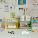 Japanese desktop double storage rack student dormitory cosmetic rack office table multi-layer finishing shelf - Image 2