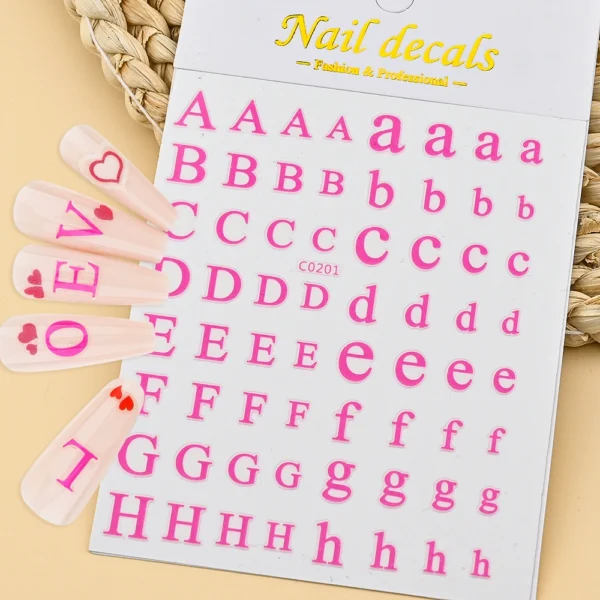2022 New ABC English Alphabet Nail Art Stickers Laser Gold and Silver 26 Large English Alphabet Nail Stickers