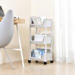 Removable trolley with wheels bookshelf rack desktop rack book storage rack children's student dormitory - Image 3