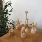 *Pretty little aunt* ins desktop fun animal knickknacks wooden human joints adjustable desktop decoration - Image 3