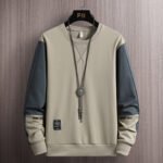 2023 Spring and Autumn New Men's Sweatshirt Pullover Round Neck Sweatshirt Men's Color-Blocked Long Sleeve Bottom Top Korean Version Loose - Image 4