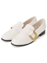 Slightly flawed! A small amount of tail goods Japanese round toe buckle flat loafers commuting shoes all-match OL comfortable women's shoes - Image 3