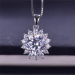 Pendant Female Moissanite Pendant D Color FL Clarity Moissanite Necklace Moissanite Sunflower Pendant