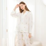 Ladies Ladies Lapel Lapel Pajamas Comfortable Cotton Homewear in Spring - Image 4