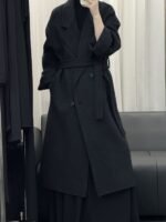 New autumn/winter long reversible wool coat women's Korean double-breasted belt loose thickened warm woolen jacket - Image 3