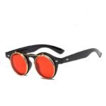 European and American trendy street photography sunglasses vintage double flap decorative glasses round punk steam sunglasses wholesale - Image 4