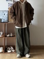 Japanese men's retro cityboy loose cargo pants wide leg versatile elastic waist design casual long pants men - Image 2