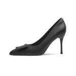 2182-9 Yuanyuan factory a generation of soft leather high-heeled shoes women's stiletto all-match square buckle pointed toe work single shoes spring - Image 5