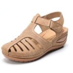 2023 summer new foreign trade sandals women's retro women's sandals car line hole shoes cross-border large size round toe wedge comfortable - Image 5