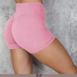 New European and American sexy shorts high waist slim solid color hip-lifting folds tummy-tight running yoga pants spot - Image 6