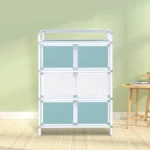 Three-layer mini rack waterproof bowl chopsticks rack open door cupboard storage layered modern minimalist cup with door - Image 3