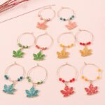 European and American cross-border jewelry autumn new thanksgiving maple leaf earrings jewelry beaded rice beads maple leaf earrings earrings - Image 4
