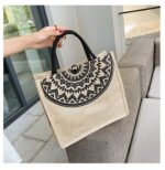 Japanese cotton and linen women's bag new simple printed handbag lunch storage bag girl work shoulder bag - Image 6