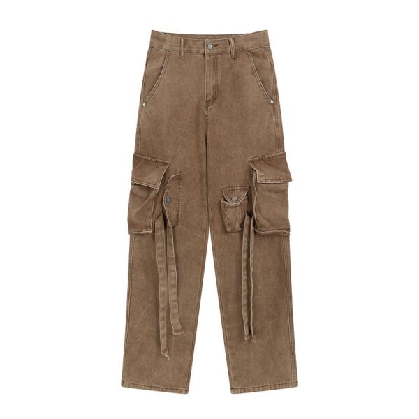 Vintage washed and worn ribbon jeans