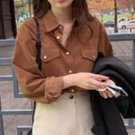 Spot 22 autumn new Korean Dongdaemun retro simple niche all-match retro commuter solid color high-end shirt