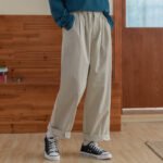 Self-made Japanese wide-leg trousers women's 2023 spring new loose high-waist slim trousers straight trousers