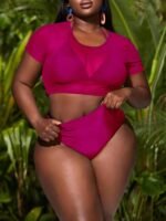 European and American sexy large size three-piece high waist split bikini women's swimsuit manufacturers wholesale - Image 2