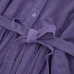 Doll collar shirring big swing dress long skirt washed cotton thin corduroy commuting literary girl autumn and winter 325 - Image 4