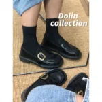 Dolin collection sweet and cool Japanese style flat retro British commuter small leather shoes women's Japanese style loafers - Image 3