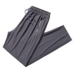 Source Factory Ice Silk Pants Men's Summer Thin Cool Feeling Quick Drying Breathable Athleisure Pants Loose Leggings - Image 5