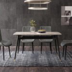 Nordic dining table and chairs j Italian light luxury slate dining table modern minimalist 4-6 people small apartment rectangular living room table - Image 4