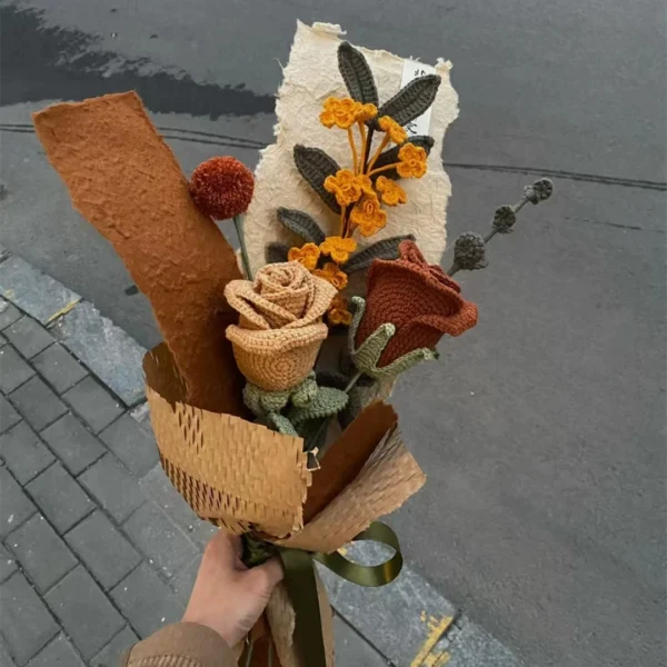 Creative hand woven diy wine glass rose bouquet