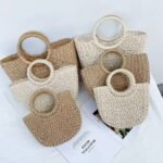 Hand-held semi-circular tote bag lazy wind underarm bag women's 2025 new woven bag large capacity shoulder bag fashion