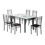 Foshan foreign trade manufacturers wholesale steel wood dining table glass dining table simple style table chairs - Image 3