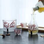 Japanese-style plum blossom thumb sake pot sake cup set creative plum blossom frosted glass wine dispenser liquor set wholesale - Image 2