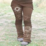 European and American independent station new women's retro lace print patchwork stretch tights - Image 4
