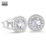 KRKC Amazon hot style S925 sterling silver earrings zircon earrings ins trend simple high-end hip-hop earrings men - Image 5