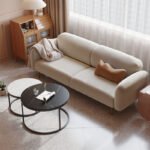 Nordic apartment sofa small apartment rental room double three-person simple homestay shop white velvet fabric sofa - Image 2