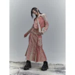 Contrast striped patchwork half-length fishtail skirt - Image 3