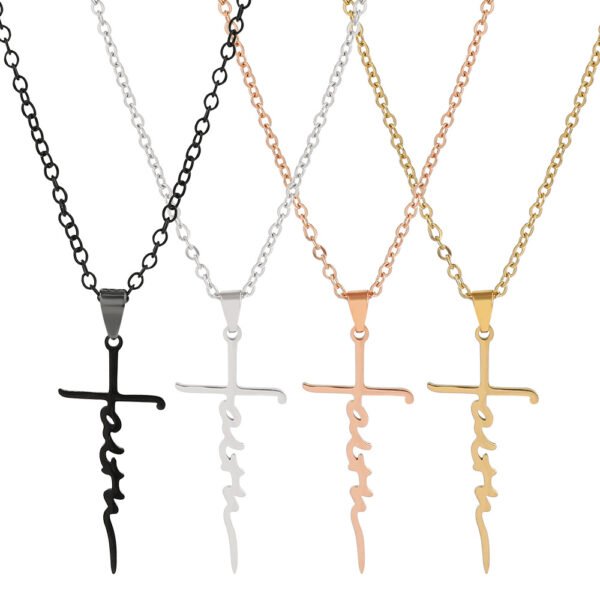 New cross-border couple faith letter necklace faith stainless steel European and American jewelry inspirational slogan pendant pendant