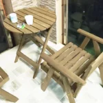 Balcony coffee table set small tea drinking table and chairs outdoor Japanese-style solid wood tea table simple retro chair combination - Image 3